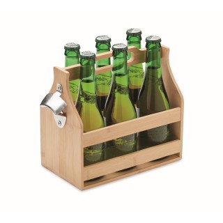 Caja de bambú promocional para 6 cervezas